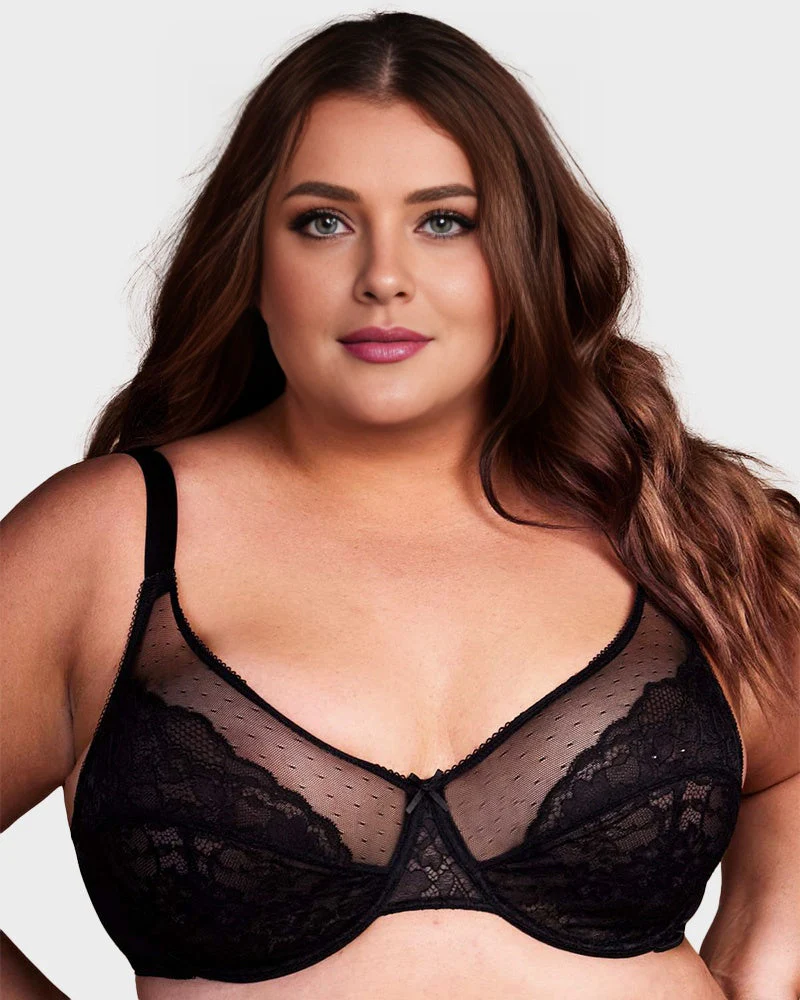 Floral Lace Plus Size Underwire Unlined Comfort Unpadded Full Coverage Bra - Image 12
