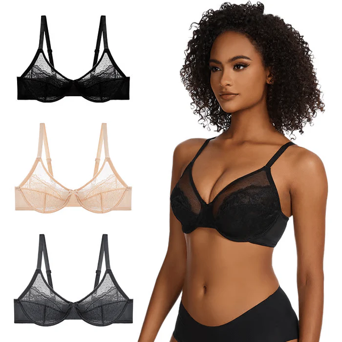 Floral Lace Plus Size Underwire Unlined Comfort Unpadded Full Coverage Bra - Image 14