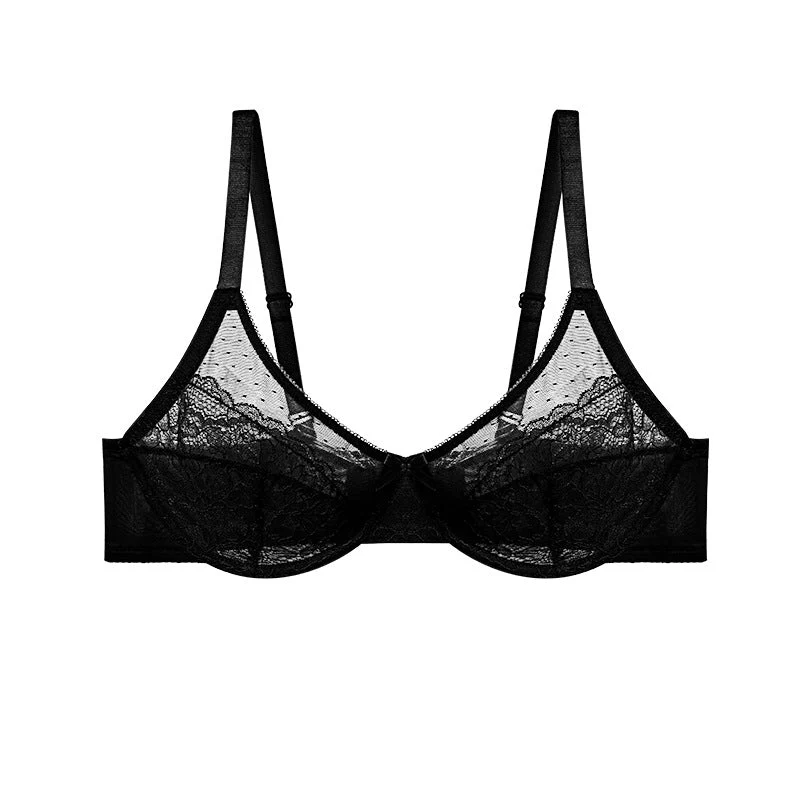 Floral Lace Plus Size Underwire Unlined Comfort Unpadded Full Coverage Bra - Image 3