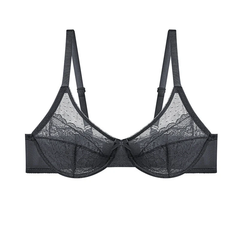 Floral Lace Plus Size Underwire Unlined Comfort Unpadded Full Coverage Bra - Image 4