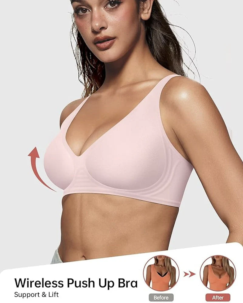 Seamless Deep V Push-Up Wireless Bra - Image 5