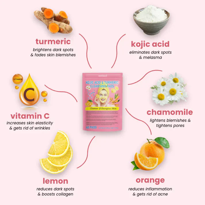 Turmeric Kojic Acid Cleansing Pads - Image 3